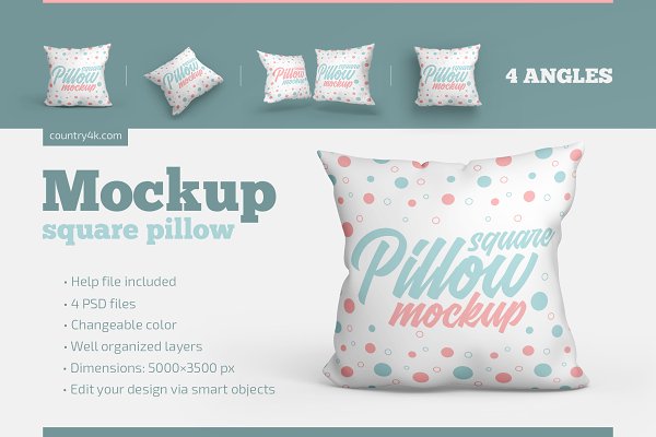 Square Pillow Mockup Set | Creative Product Mockups