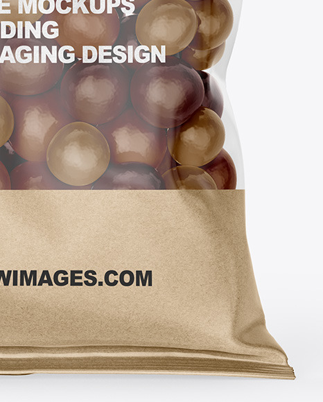 Download دانلود موکاپ بسته بندی شکلات Bag With Candies Mockup 56302 | تایم کد