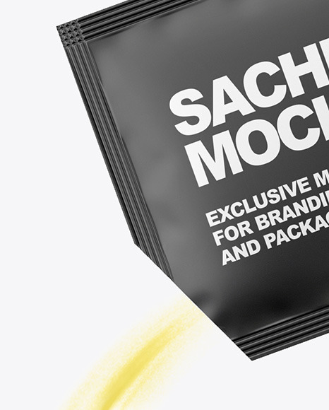 Sachet With Powder & Water Glass Mockup in Packaging Mockups on Yellow Images Object Mockups