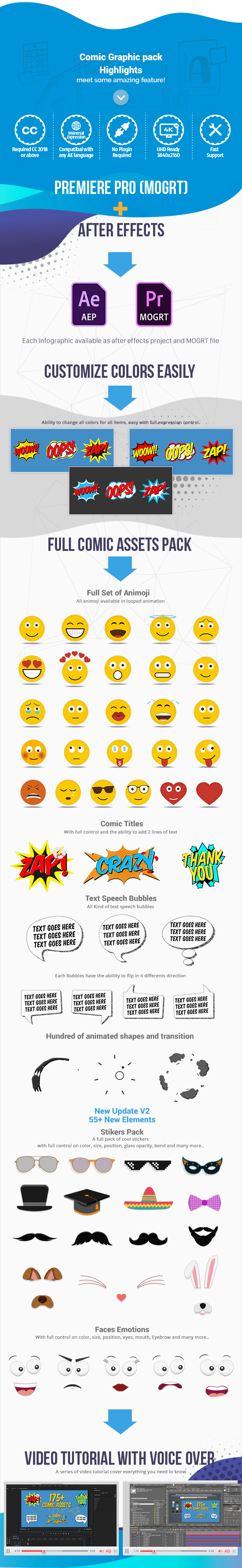  Comic Titles - Speech Bubbles - Emoji - Stickers - Flash FX Graphic Pack 