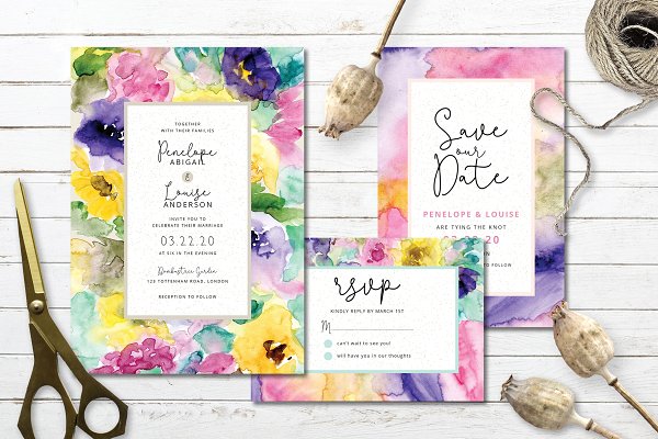 Abstract Floral Wedding Invitation | Creative Photoshop Templates