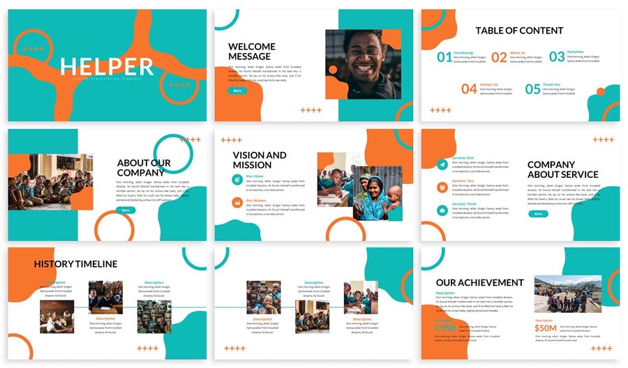 دانلود قالب پاورپوینت خیریه Helper Charity Powerpoint Template تایم کد