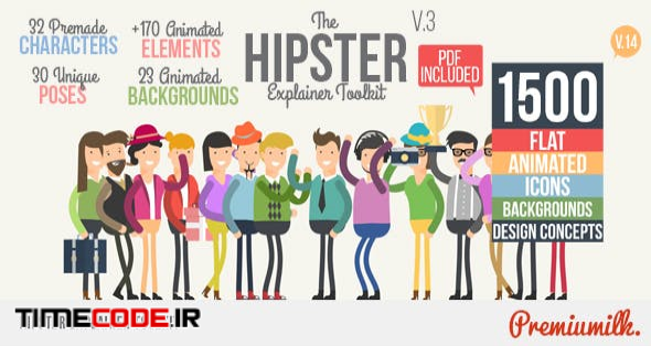  Hipster Explainer Toolkit & Flat Animated Icons Library 