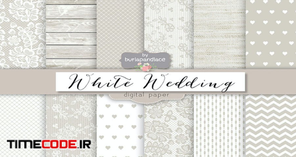 White Wedding Digital Paper Pack