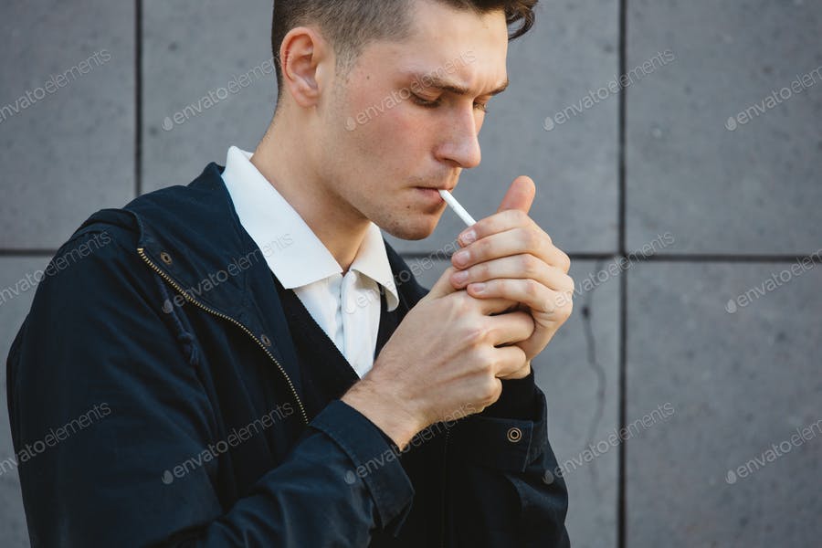 Fashion Hipster Male Model Smoking