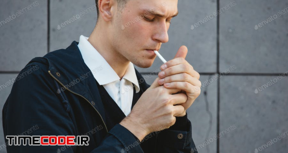 Fashion Hipster Male Model Smoking
