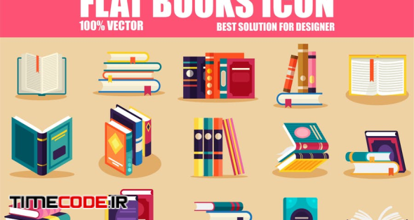 Flat Books Icons