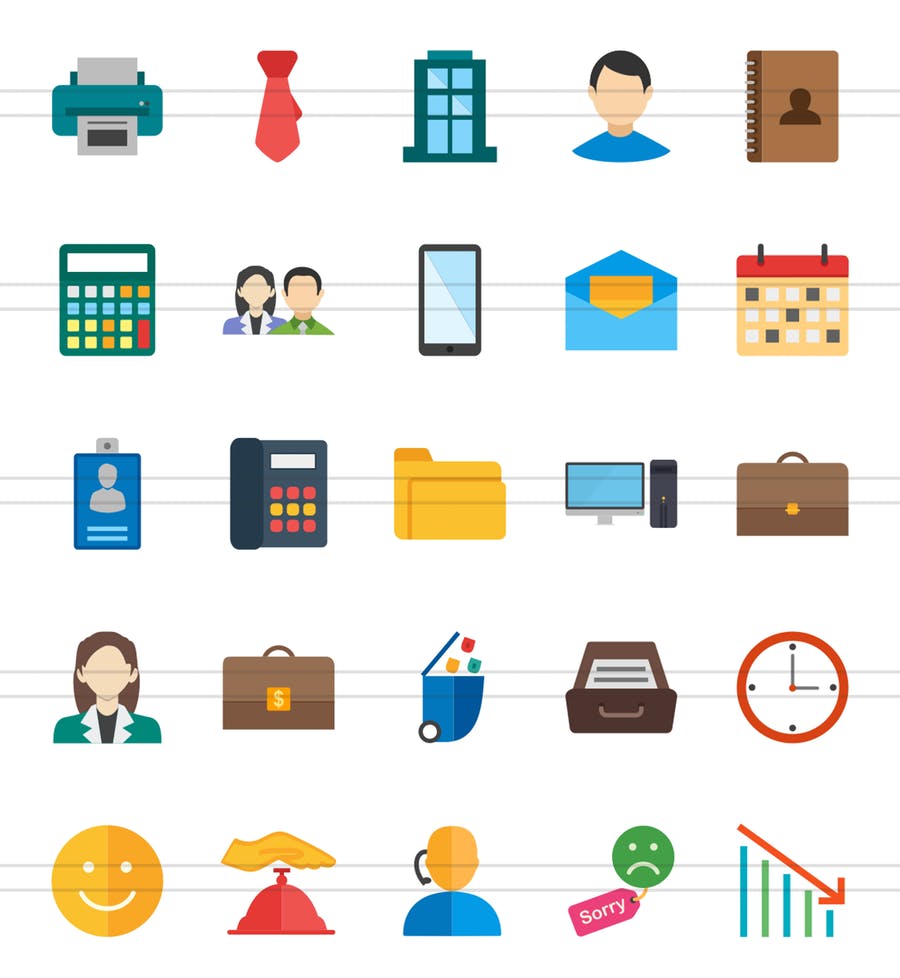 50 Business Flat Multicolor Icons