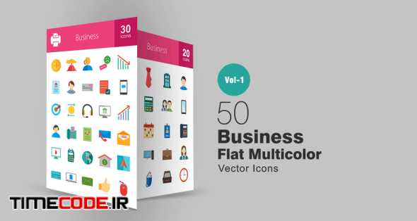 50 Business Flat Multicolor Icons
