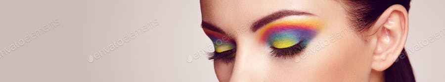 Female Eye With Rainbow Make-up