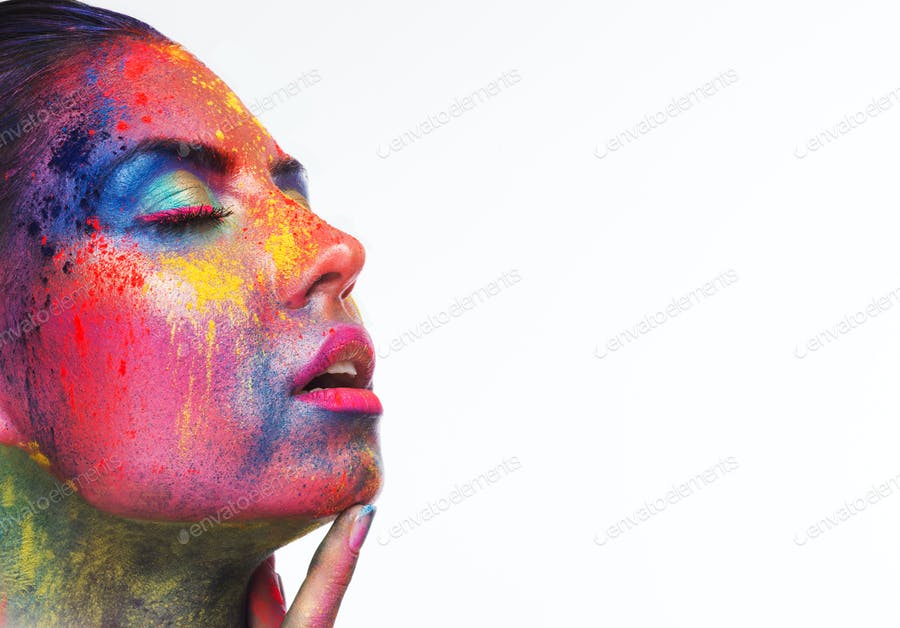 Sensual Woman Portrait With Bright Art Make-up