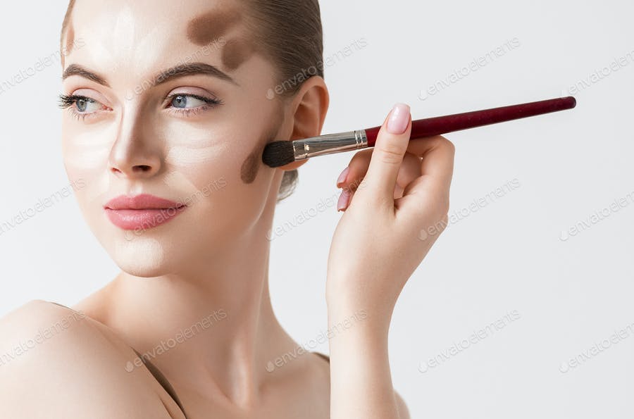 Make Up Woman Face Cosmetic Applying