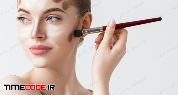 Make Up Woman Face Cosmetic Applying