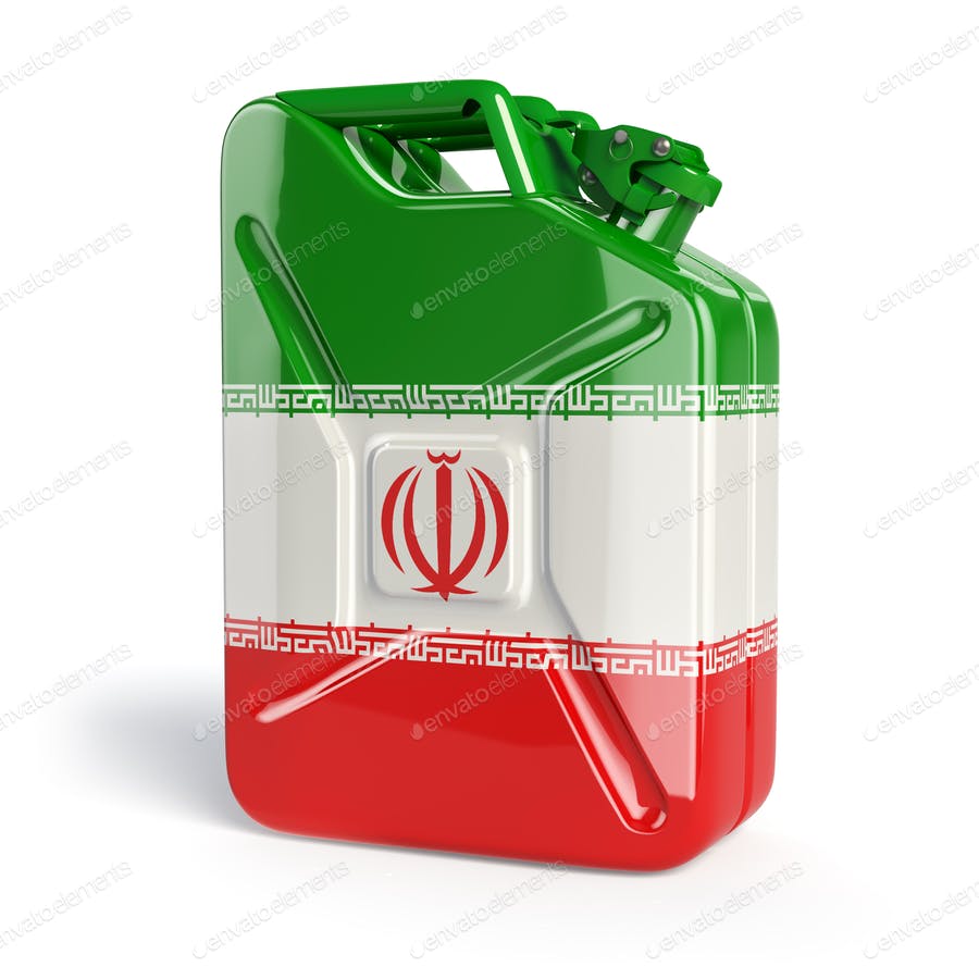 Oil Of Iran. Iranian Flag Painted On Gas Can.