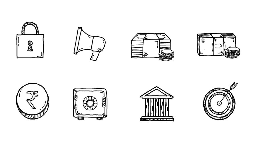 Hand Drawn Icons & Paper Cuts Library