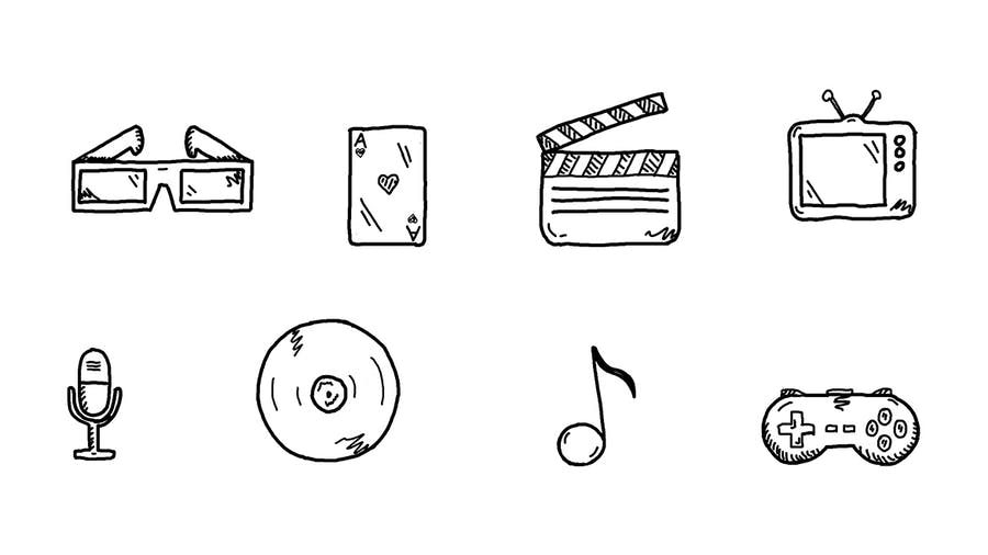 Hand Drawn Icons & Paper Cuts Library