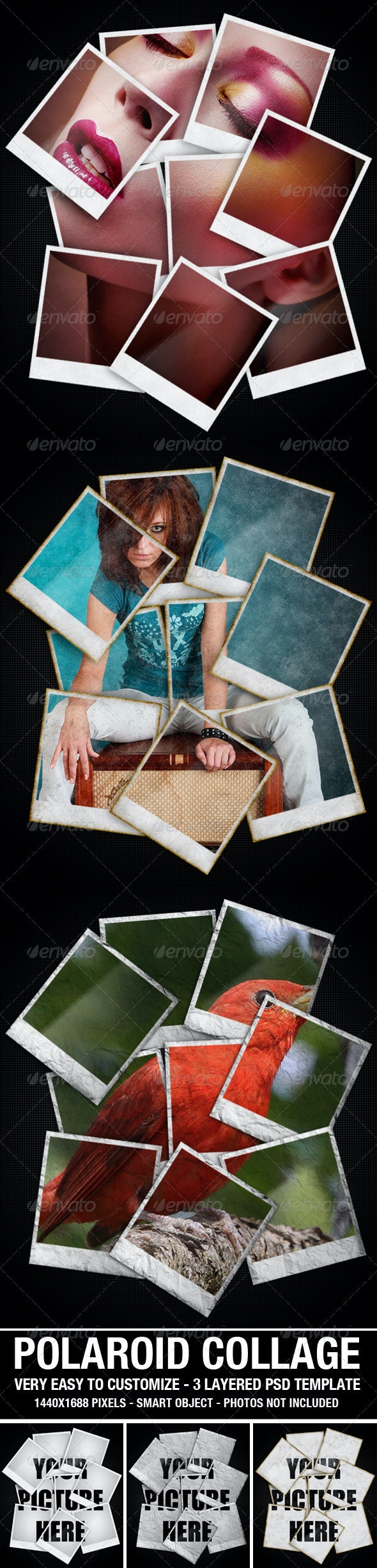 Polaroid Collage Photo Template
