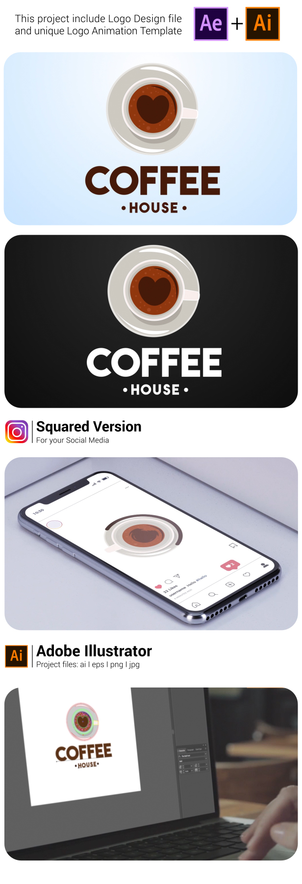  Coffee Shop Logo Design and Animation 