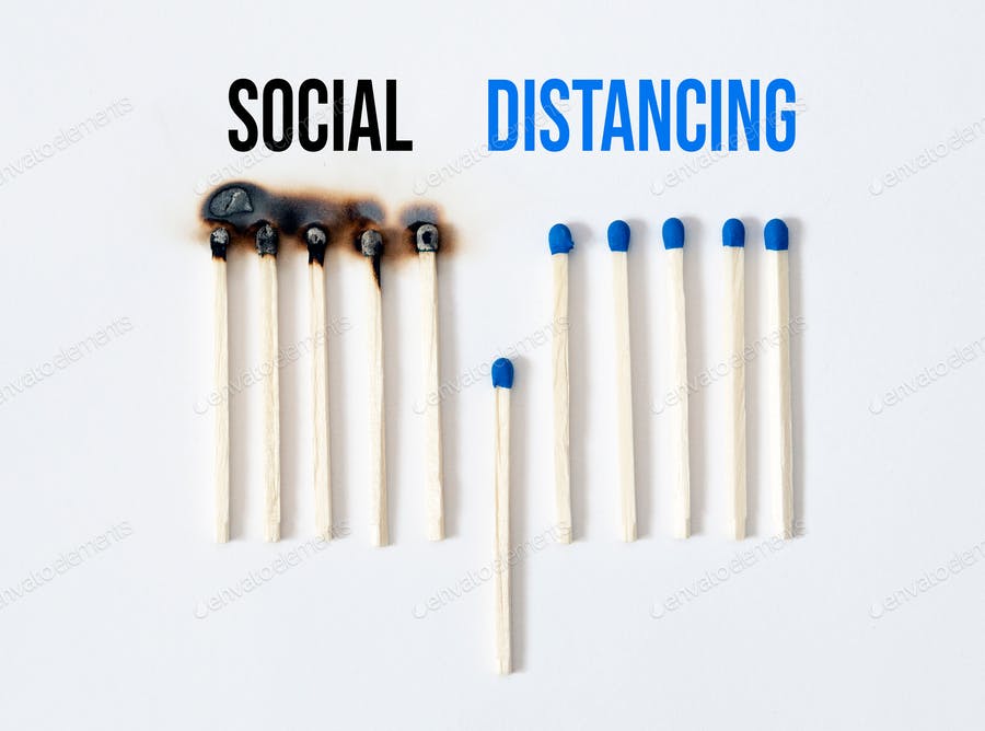Social Distancing Concept With Burnt Matches