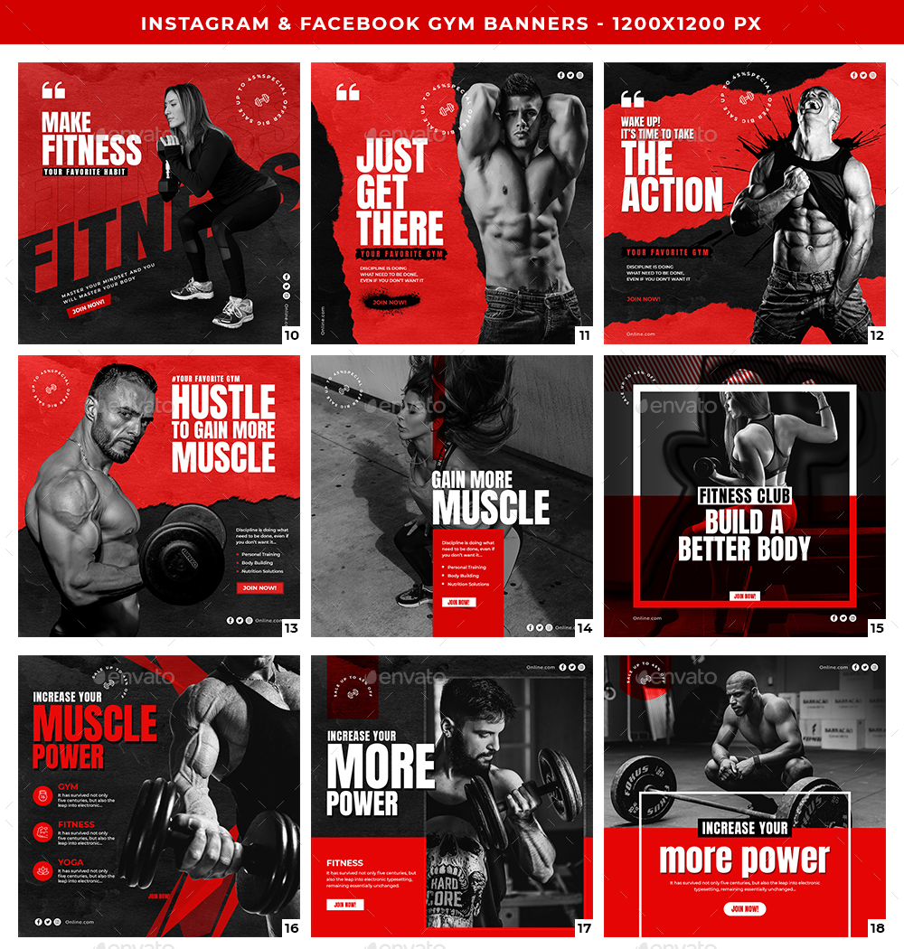 30-Instagram & Facebook Fitness GYM Banners