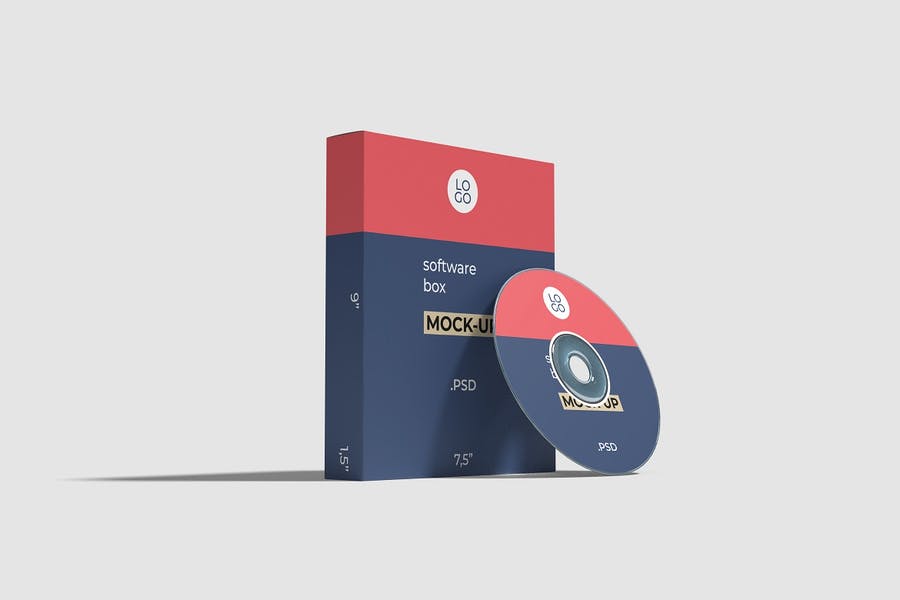 Software Box And Compact Disk Mockup