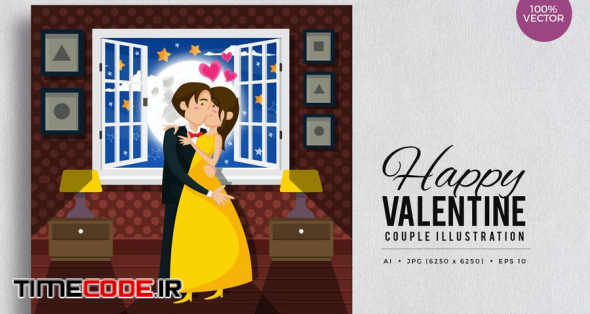 Romantic Valentine Couple Kiss Vector Vol.3