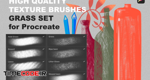Procreate Texture Brushes. GRASS SET