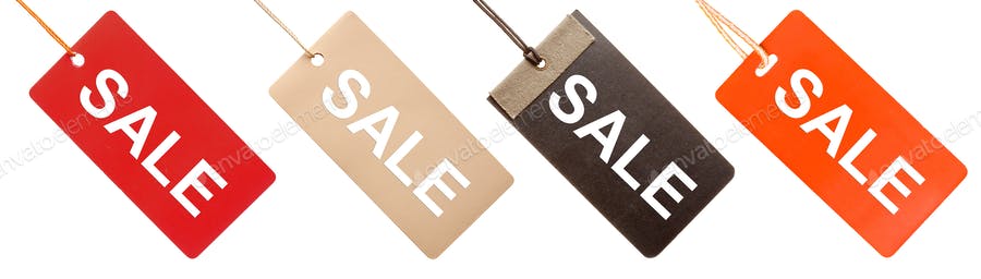 Set Of Paper Tags With "Sale" Written On Them Isolated