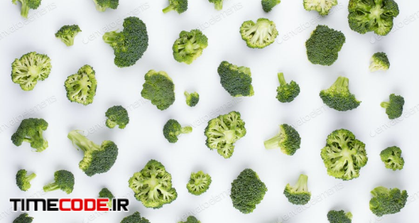 Broccoli Pattern Isolated On A White Background.