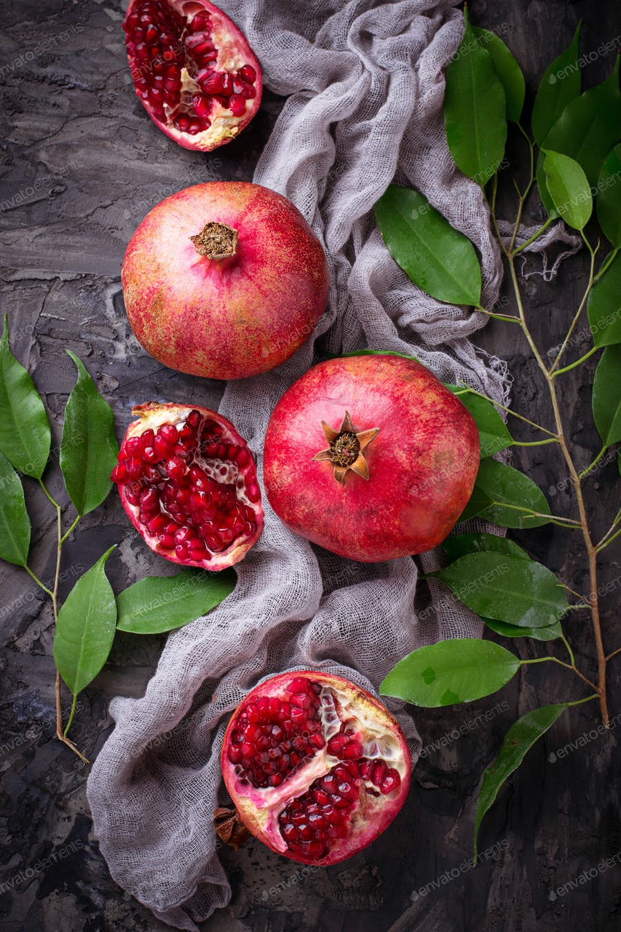 Ripe Dissected Pomegranates