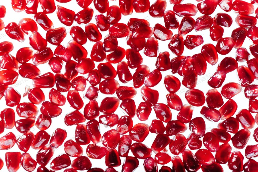 Ripe, Delicious, Juicy Red Pomegranate Seeds.