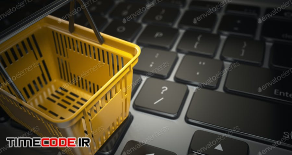 E-commerce, Online Shopping, Internet Purchases Concept. Yellow
