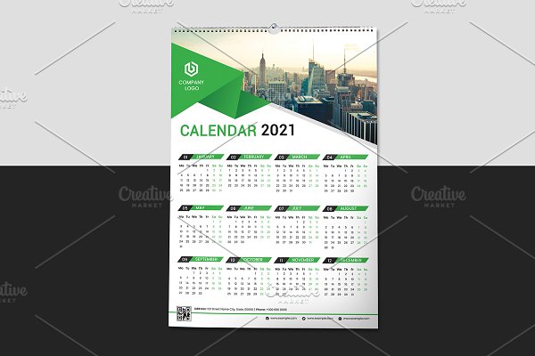 Wall Calendar Template 2021 - V30 | Creative Photoshop Templates