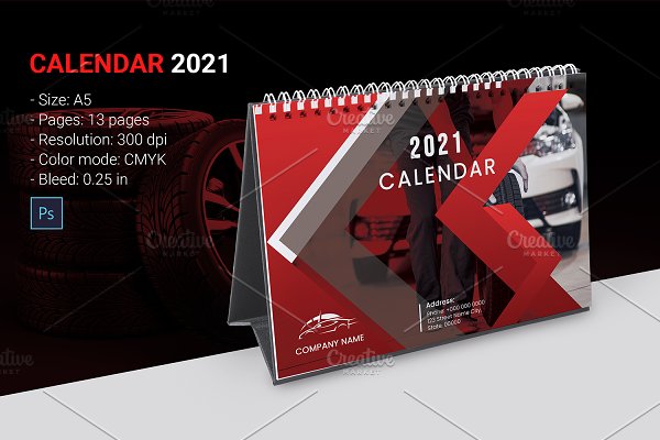 2021 Desk Calendar Template V31 | Creative Photoshop Templates