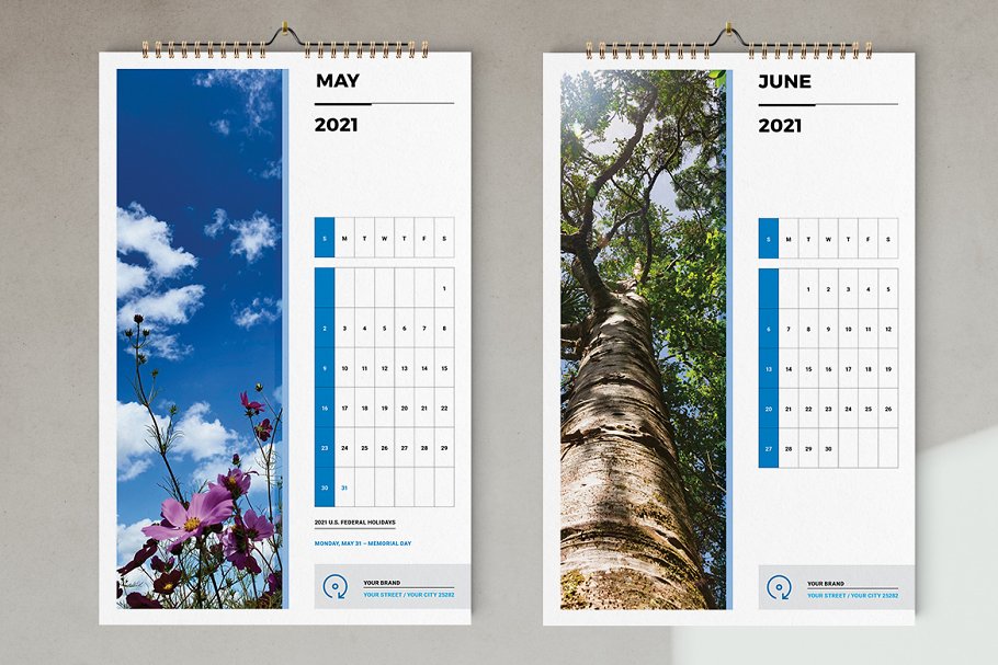 Wall Calendar 2021 Template | Creative Market