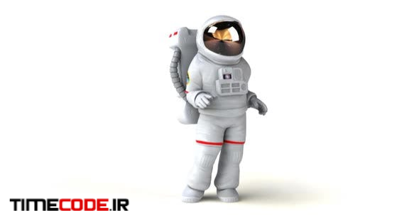  Fun 3D cartoon astronaut walking and presenting 