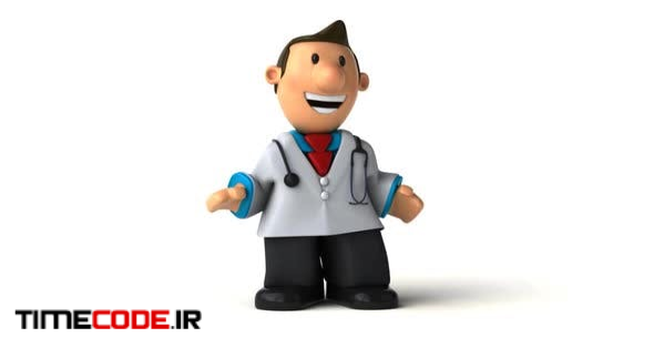  Fun 3d cartoon doctor presenting 