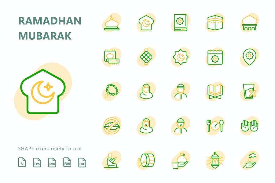 Ramadhan Mubarak Shape Icons