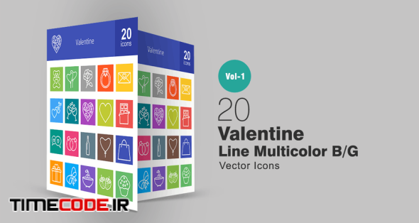 20 Valentine Line Multicolor Icons