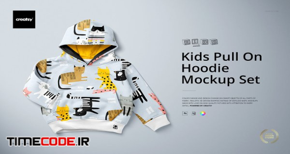 Kids Pull On Hoodie Mockup Set | Creative Photoshop Templates