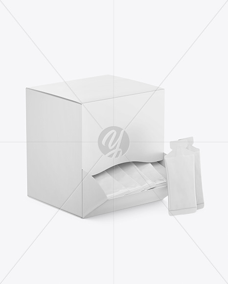 Paper Box with Hand Sanitizer Sachets Mockup in Box Mockups on Yellow Images Object Mockups
