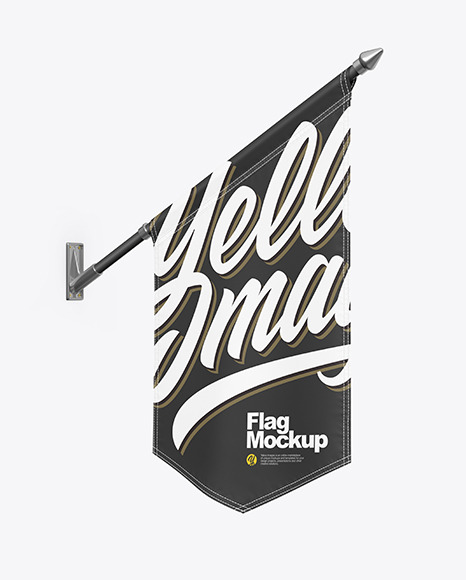 Flag Mockup in Outdoor Advertising Mockups on Yellow Images Object Mockups