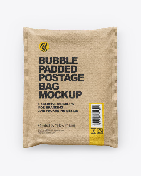 Kraft Paper Postage Bag Mockup in Bag & Sack Mockups on Yellow Images Object Mockups