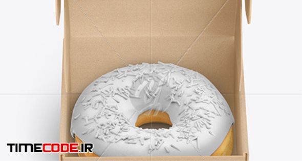 Opened Kraft Box with Donut Mockup in Box Mockups on Yellow Images Object Mockups