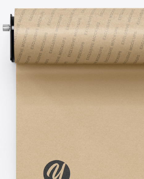 Dispenser w/ Kraft Paper Roll Mockup in Packaging Mockups on Yellow Images Object Mockups