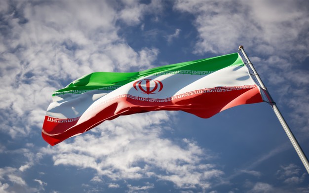 Beautiful national state flag of iran fluttering 