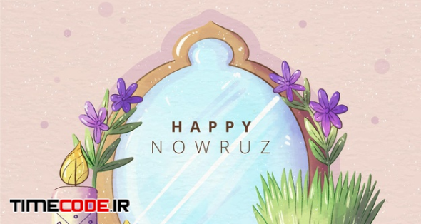 Watercolor happy nowruz mirror illustration Free Vector