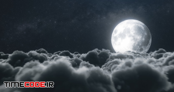 Beautiful Realistic Clouds With Full Moon 