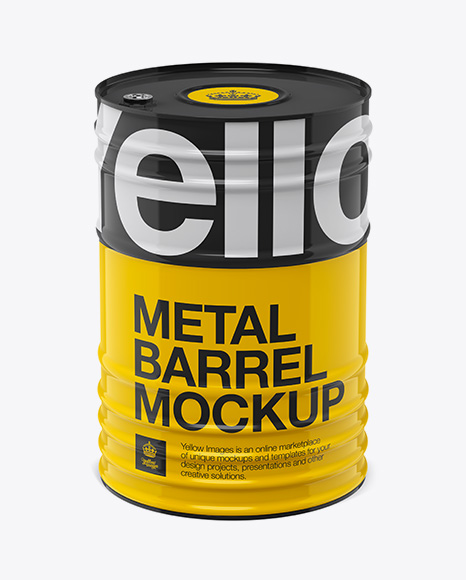 200L Metal Barrel Mockup 