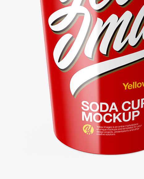 دانلود موکاپ لیوان یک بار مصرف با نی Glossy Plastic Soda Cup Mockup